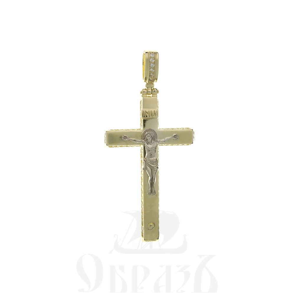золотой крест с молитвой "спаси и сохрани", 585 проба желтого и белого цвета (арт. п30091-з5жб(п_ба_м2) )
