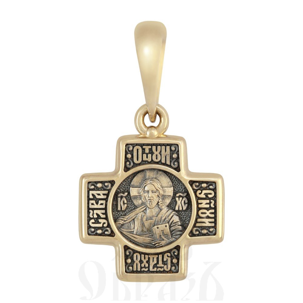 крест «господь вседержитель, ангел хранитель», золото 585 проба желтое (арт. 201.648)