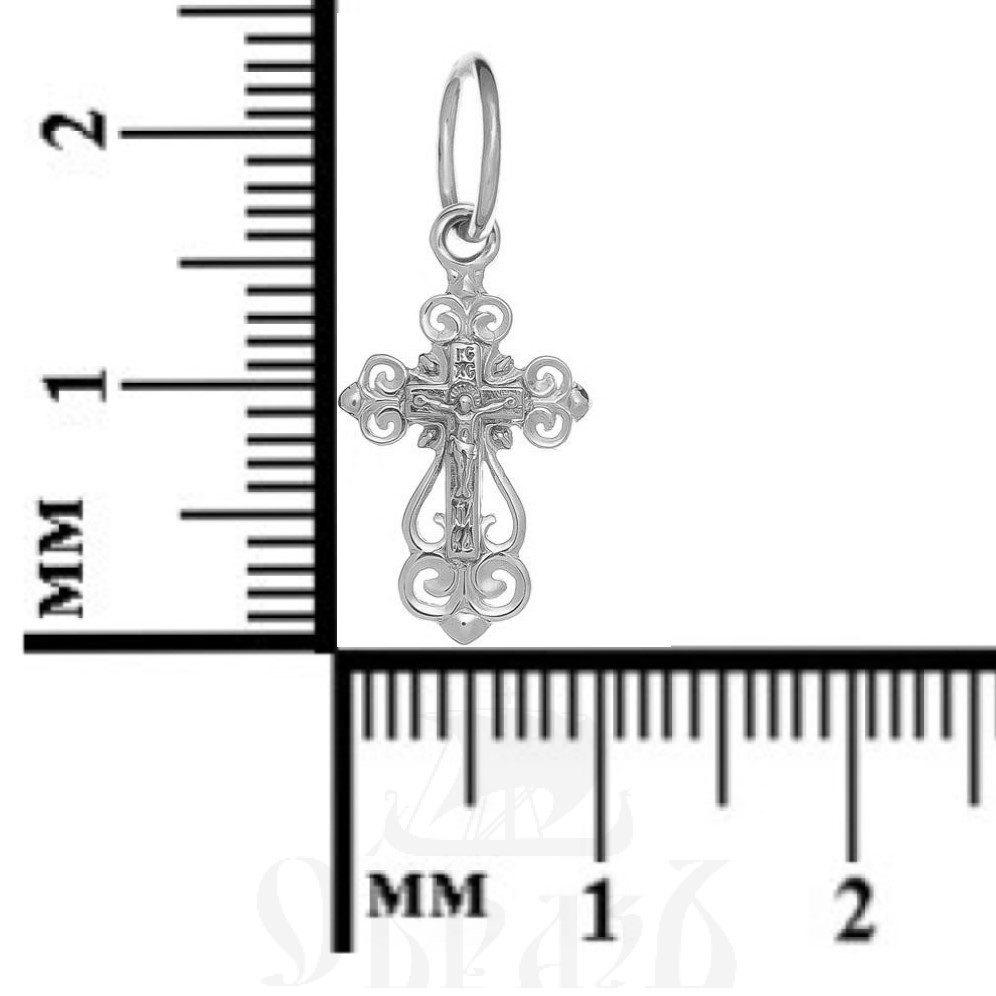 золотой крест с молитвой "спаси и сохрани", 585 проба белого цвета (арт. п10004-з5б)