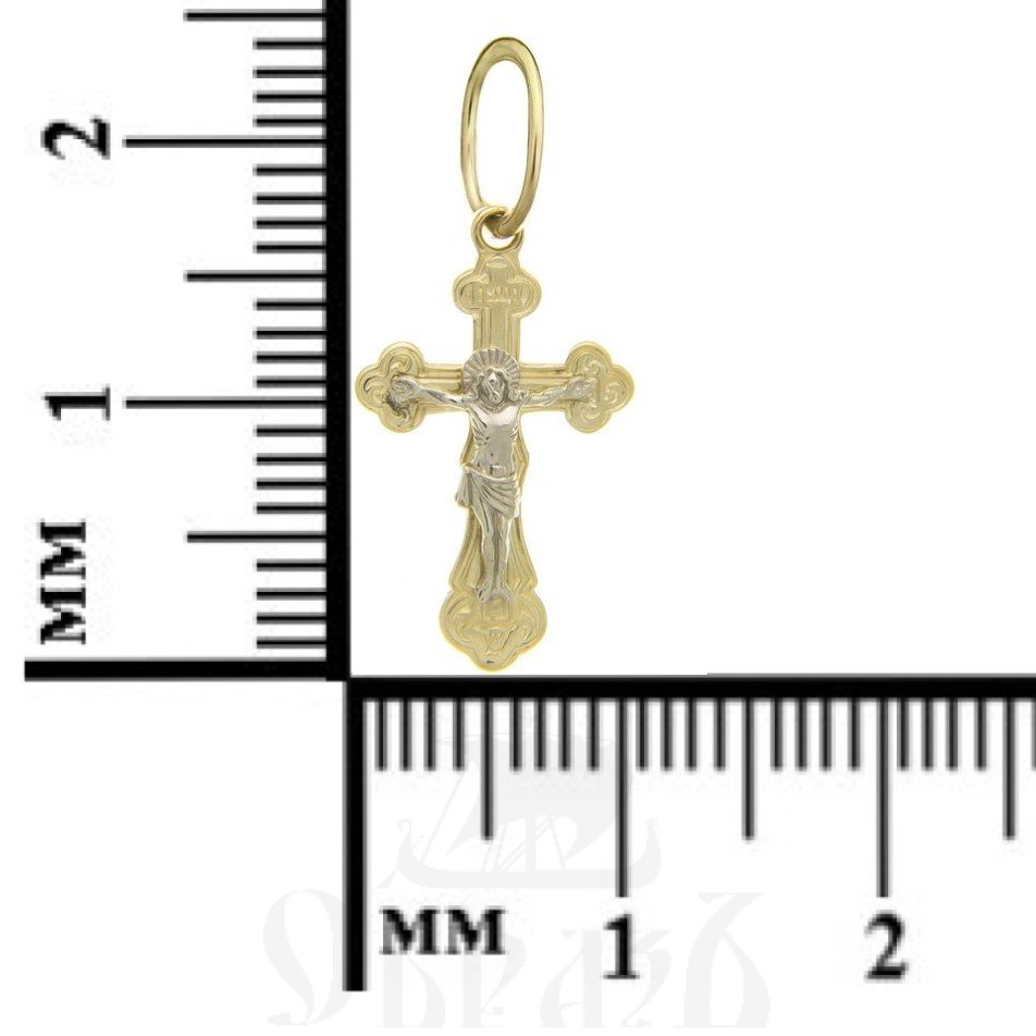 золотой крест трилистник с молитвой "спаси и сохрани", 585 проба желтого и белого цвета (арт. п10003-з5жб)