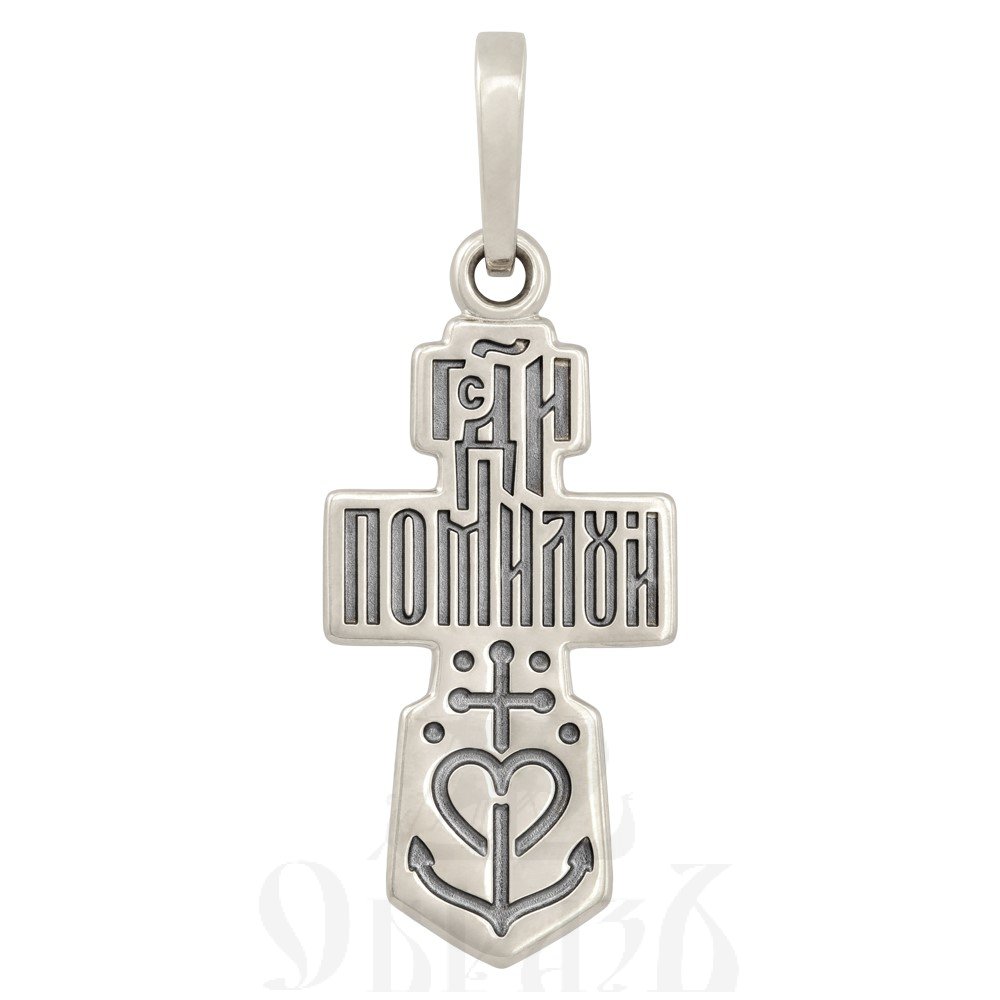 крест «распятие. символ веры, надежды, любви», золото 585 проба белое (арт. 201.650-3)