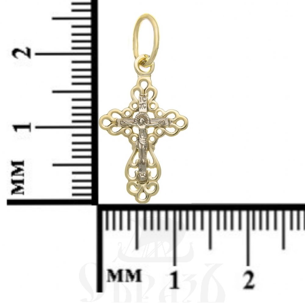 золотой крест с молитвой "спаси и сохрани", 585 проба желтого и белого цвета (арт. п10011-з5жб)